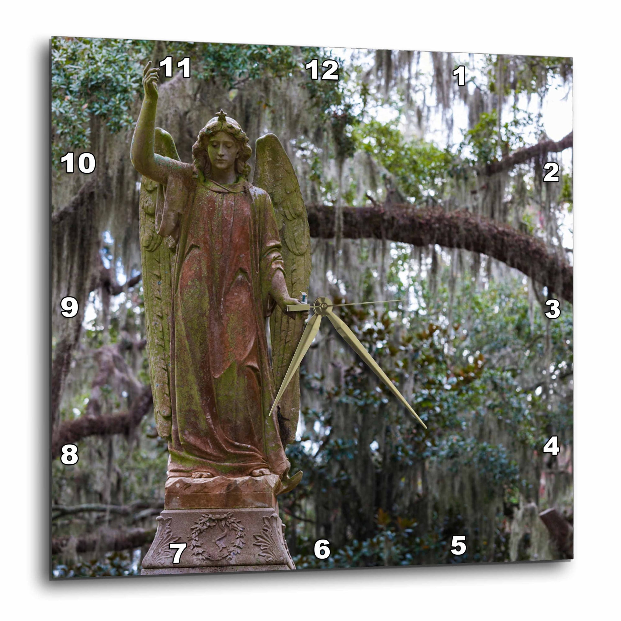 3drose, Georgia, Savannah, Bonaventure Cemetery, Angel Amongst Trees, 10x10 Wall Clock