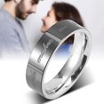 thumbnail image 3 of Anillo de Compromiso de Acero de Titanio Sin Diamantes de Imitación Redondos 7 Masculino, 3 of 6