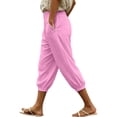 thumbnail image 3 of Horkkom Capris for Women with Pockets Solid Color Elastic Waist Pants Casual Loose Comfy Capri Pants XL, 3 of 10