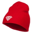 thumbnail image 2 of Big Size Diamond Embroidered Waffle Beanie - Red XL-3XL, 2 of 5