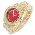thumbnail image 3 of Charles Raymond Mens Silver Big Rocks with Roman Numerals Fully Iced Out Colorful Dial Watch w/Bling'ed Out Cuban Shiny Silver Bracelet - ST10327 RN Cuban (ST10327 Red GLD Match-B), 3 of 5