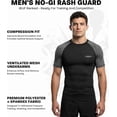 thumbnail image 2 of Exxact Sports Men’s BJJ Rash Guard Short Sleeve, IBJJF Ranked No Gi Jiu Jitsu Compression Shirt for MMA Grappling & Training - (Black/Grey, AS), 2 of 7