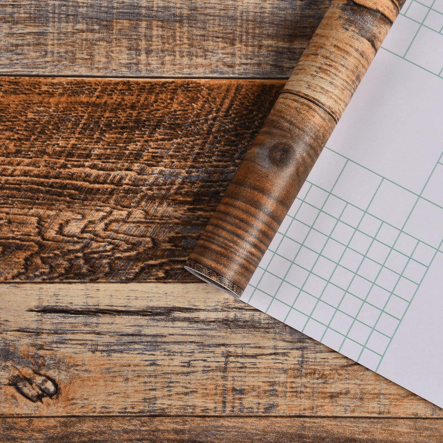 DAZLUTE Brown Wood Wallpaper Peel and Stick Wallpaper 17.71" x 1181",Shiplap Self Adhesive Removable Wallpaper,Emulate Wood Contact Paper