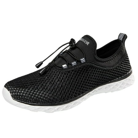 Siilsaa Women Footwear Breathable Athletic Air Cushion Running Shoes Lightweight Lace-up Sport Shoes Black 10.5