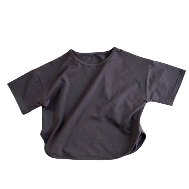 Zpanxa T-Shirts pour Garçons Couleur Unie Été Mince Manches Courtes Décontracté Col Rond Haut avec Coton 2 Ans