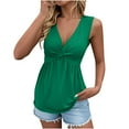 thumbnail image 3 of QATAINLAV Women's Twist Front Deep V Neck Sleeveless T Shirt Flowy Loose Peplum Summer Tanks Trendy Beach Vacation Tops Green L Mothers Day Gifts, 3 of 10