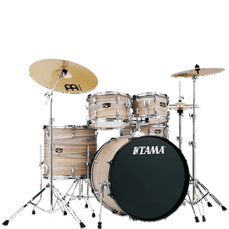 Tama Imperialstar 5-Piece Complete Drum Set w/ Meinl HCS Cymbals - 22" Bass (Natural Zebrawood Wrap)
