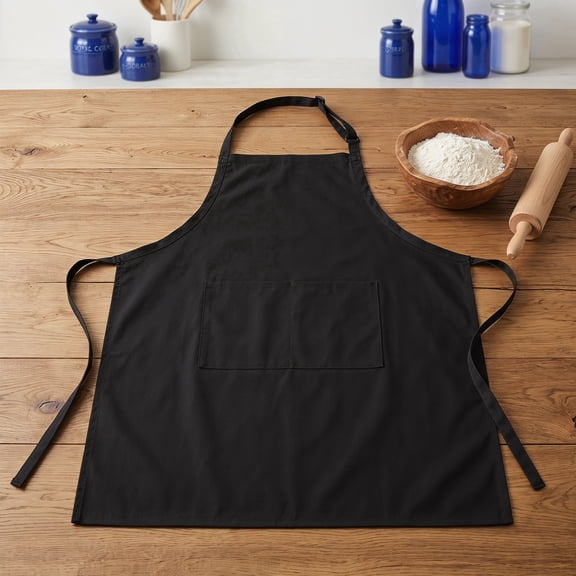 74.80 in × 31.50 in Plus Size Apron with Pockets Extra Wide for Kitchen Cooking, Durable Black Apron for Women and Men