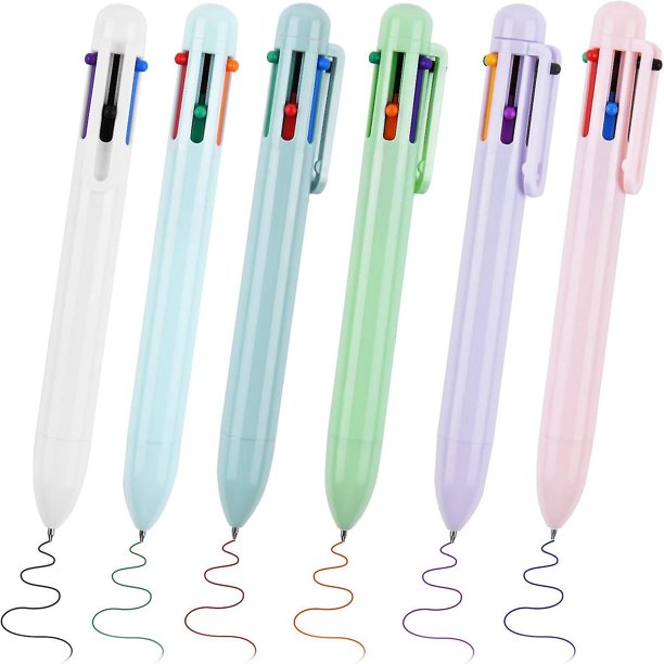 6 bolígrafos retráctiles multicolores 6 en 1, con forma de macarrón, 6 colores