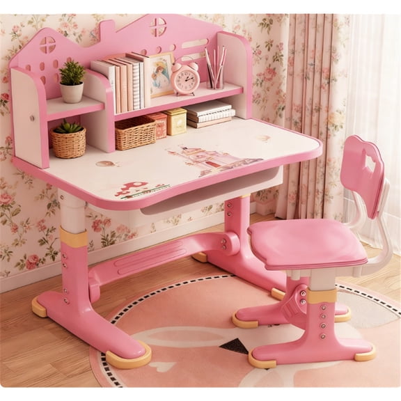 Mohsoe Multifunctional Gift Kids Desk Chair, Combines Study & Play, Castle Design Sparks Learning Interest Pink