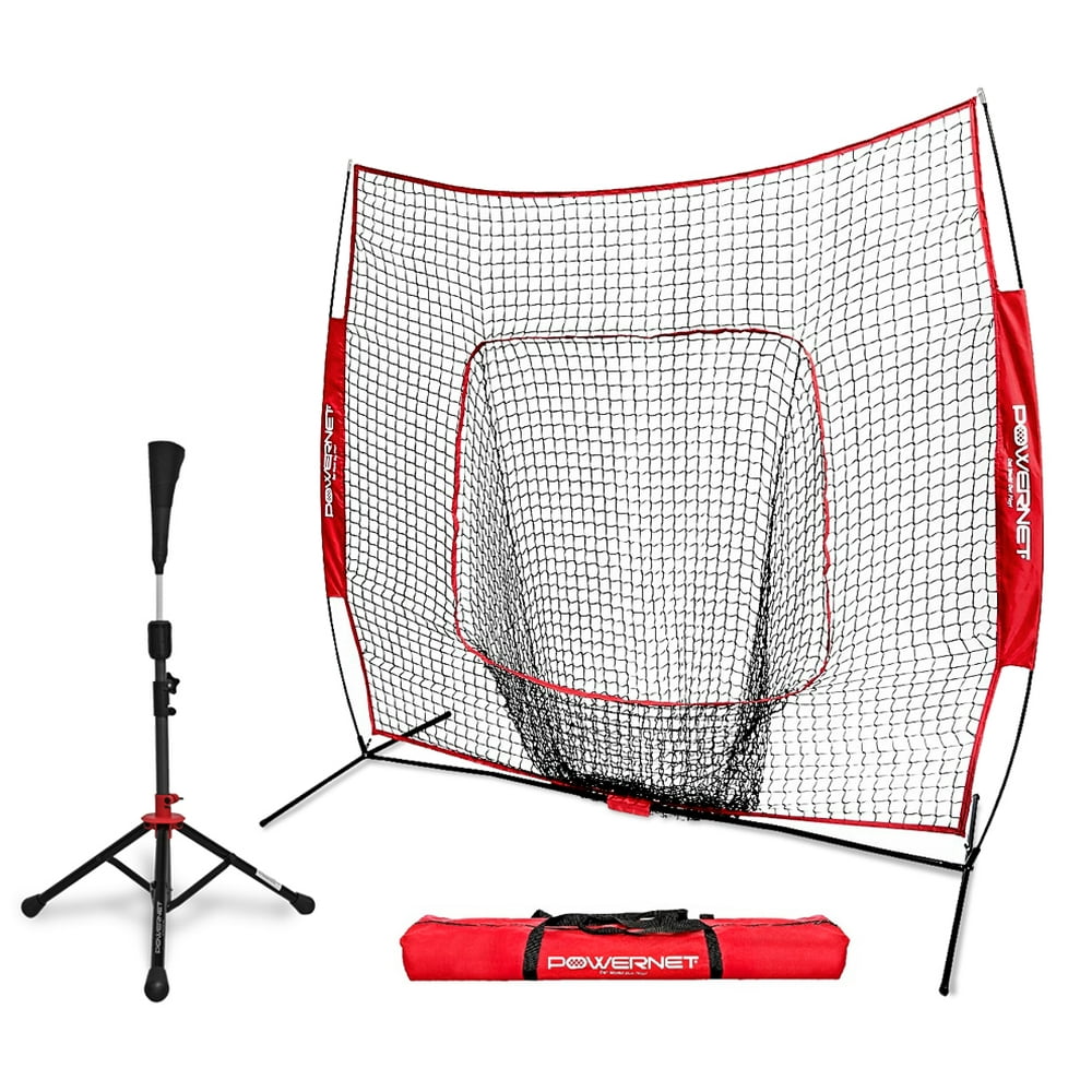 7x7 Baseball Softball Net and Tee Bundle Durable