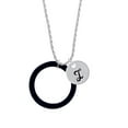 thumbnail image 2 of Delight Jewelry Acrylic 1 1/2" Ring Black Silvertone Script Initial Disc - I - Charm Necklace, 20"+3", 2 of 4