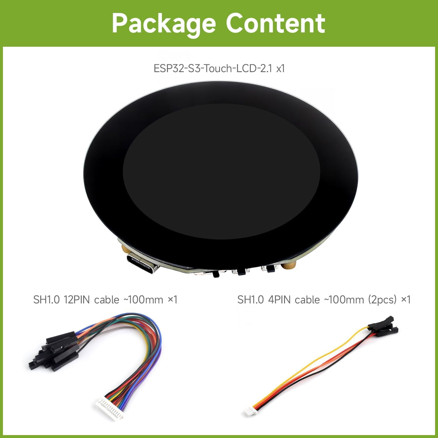 ESP32-S3 2.1inch Round Touch Screen with 32-bit LX7 Dual Core Processor, 480 × 480 Resolution, 262K Color, Support Wi-Fi & BLE 5