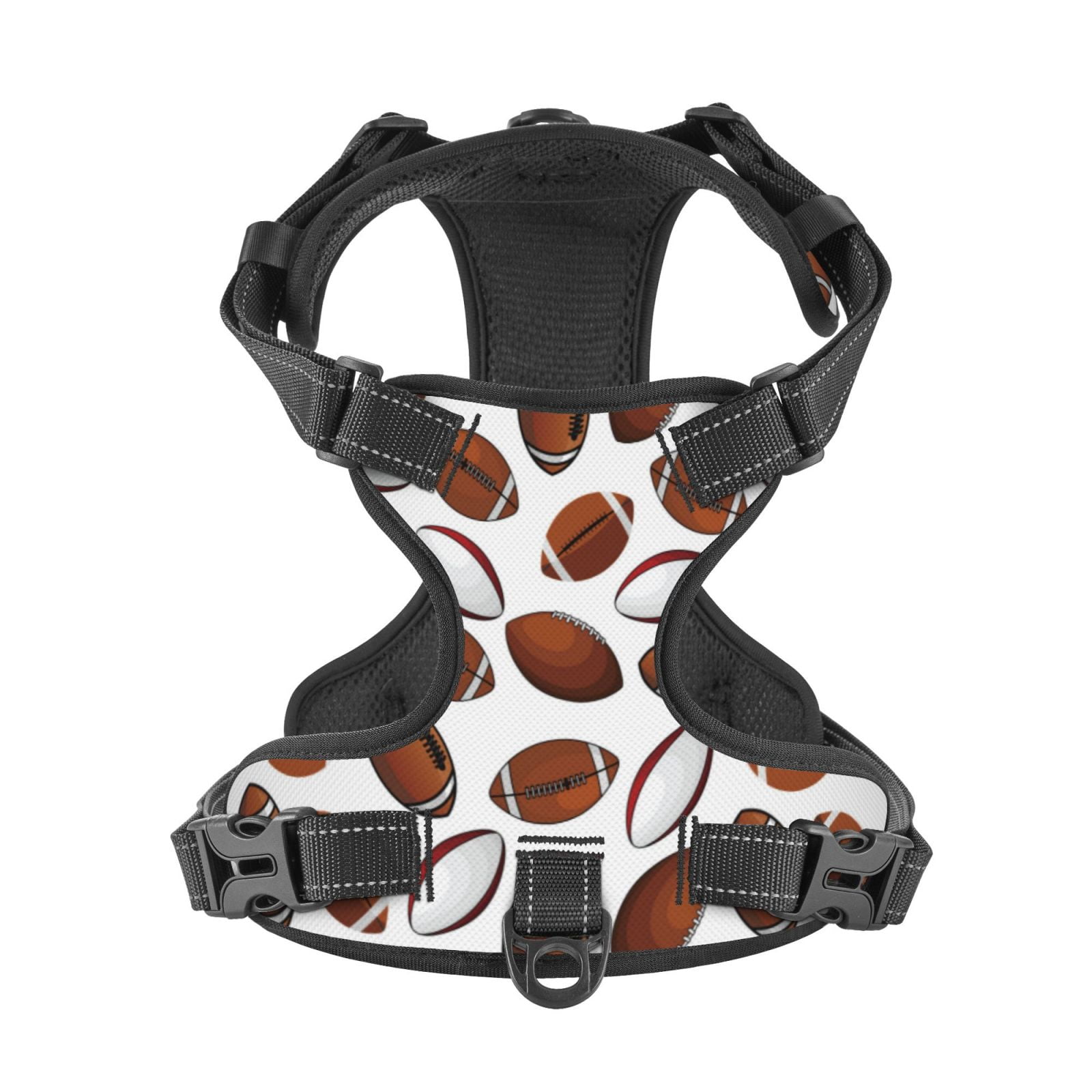 Kdxio Football Print No Pull Dog Harness Adjustable Reflective Oxford Easy Control Medium Large Dog Harness for Training and Everyday-X-Large