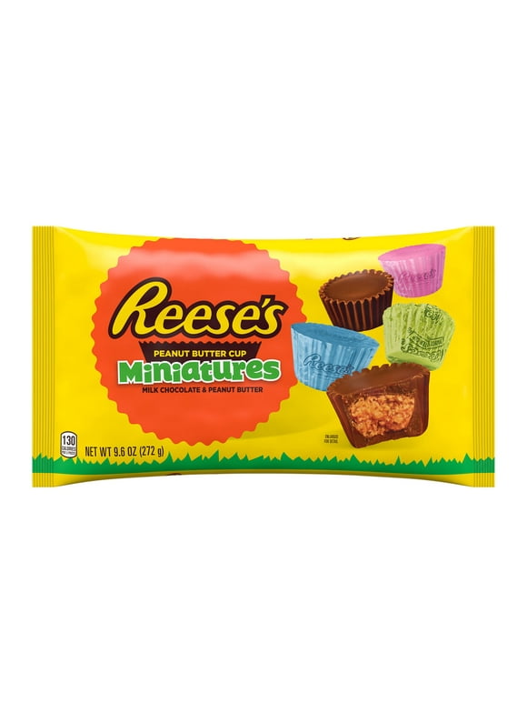 Reese's Miniatures Milk Chocolate Peanut Butter Cups Easter Candy, Bag 9.6 oz