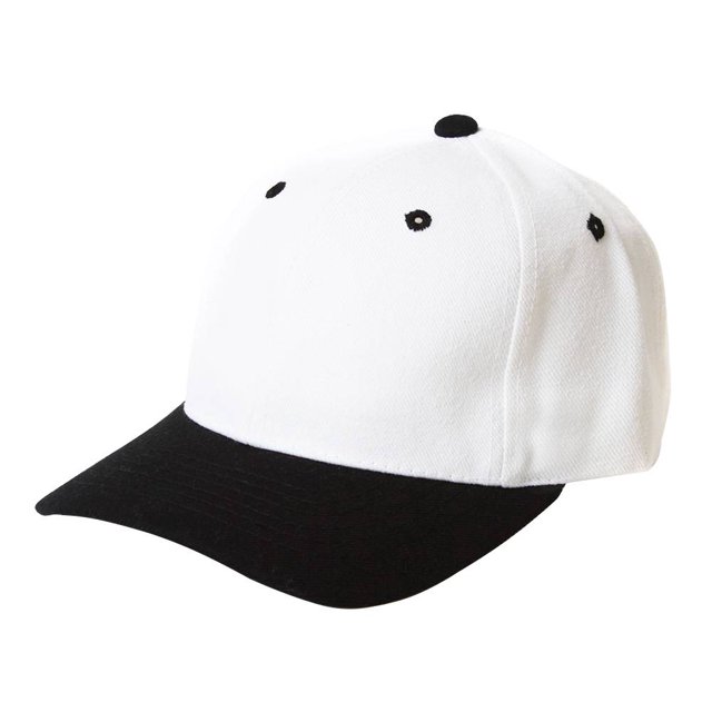 Casquette de Baseball Ajustable Curve Bill, Blanc/noir