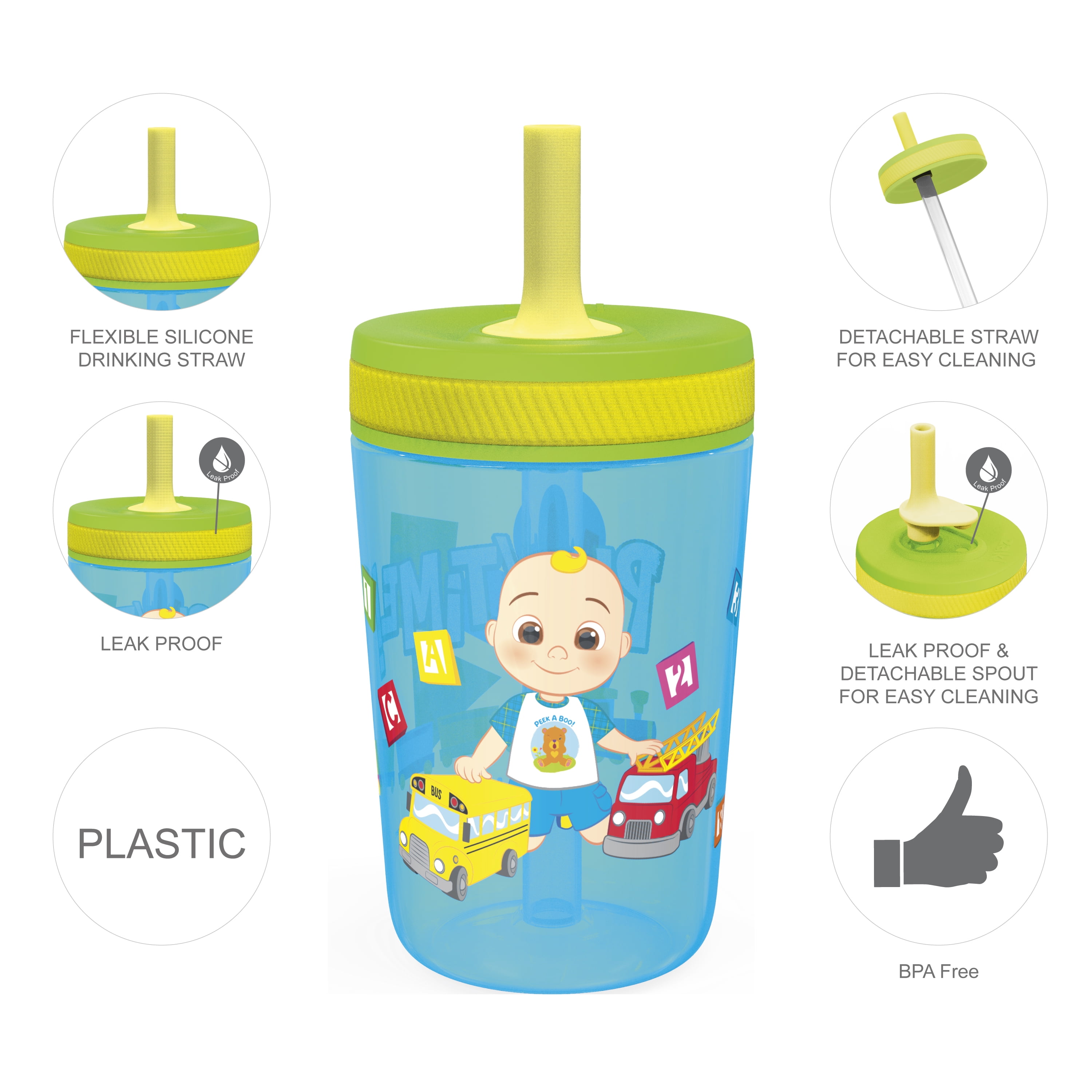 Travel cup with straw with unique leak-proof design, top wrapped with  silicone film - متجر سبون