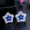 thumbnail image 6 of Silver Plated Cubic Zirconia Leaf Blue Stud Earrings for Women Fashion Jewelry, 6 of 9