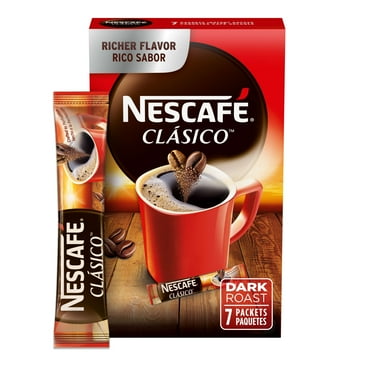 NESCAFÉ CLÁSICO, Instant Coffee Packets, Dark Roast, 1 Box (7 Packets)
