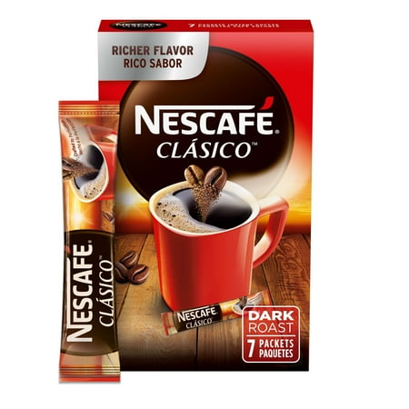 NESCAFÉ CLÁSICO, Instant Coffee Packets, Dark Roast, 1 Box (7 Packets)