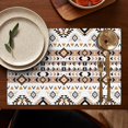 thumbnail image 4 of Rustic Boho Flax Placemats Set of 6, 12x18 Inch Vintage Nordic Tribal Style Artistic Ethnic Patterns, Washable Style Table Mats for Kitchen or Dining, 4 of 5