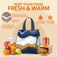 thumbnail image 5 of Blue and Gold Marble Pattern Insulated Lunch Bag for Women Men, Large Portable Soft Cooler Tote, Thermal Food Storage Bag with Pearl Cotton, 8.66L, 8.75"x5.75"x9.5", 5 of 6