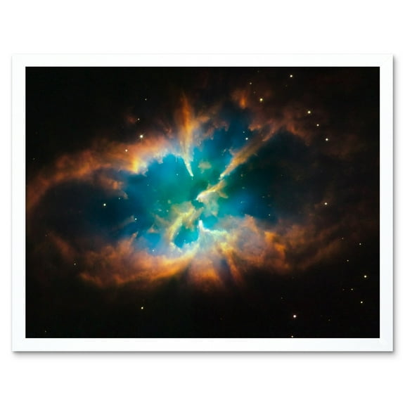 Hubble Space Telescope Image Planetary Nebula NGC 2818 Red Green Blue Gas Cloud Glowing Outer Layers Open Star Cluster Art Print Framed Poster Wall Decor 12x16 inch