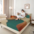 thumbnail image 4 of Manfei Abstract Geometric Desgin Queen Sheet Sets,Boho Geometric Lines Flat Sheet,Green Brown Queen Fitted Sheet For Teens,Luxury Bedroom Decor,4 Pieces, 4 of 7