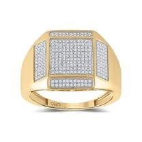 10kt Yellow Gold Mens Round Diamond Square Ring 3/8 Cttw