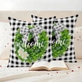 thumbnail image 3 of Welcome Bow Knot Wreath Outdoor Waterproof Pillow Covers, Summer Flowers Black Gray Plaid Decorative Square Throw Pillowcase Sofa Cushion Sham for Patio/Couch/Chair, 16"x16" 2 Pack, 3 of 8