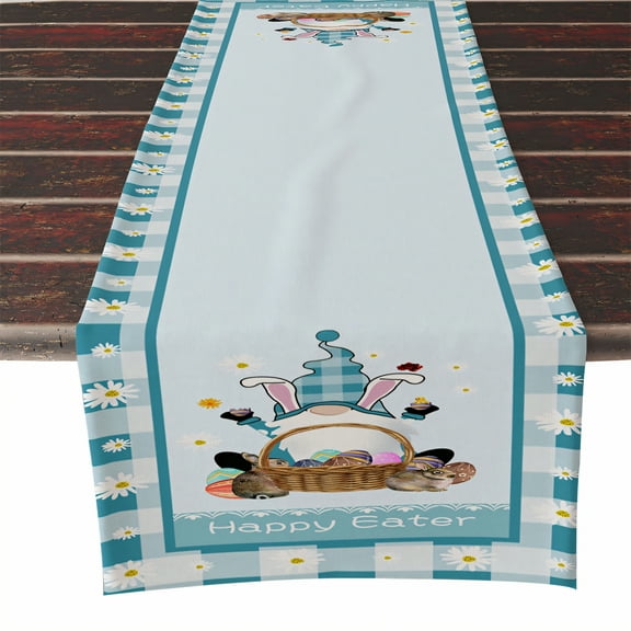 AUQ Easter Table Runner,Anti Skid Layer Table Runners 72 Inches Long,Lightweight Breathable Linen Table Runner,Style1