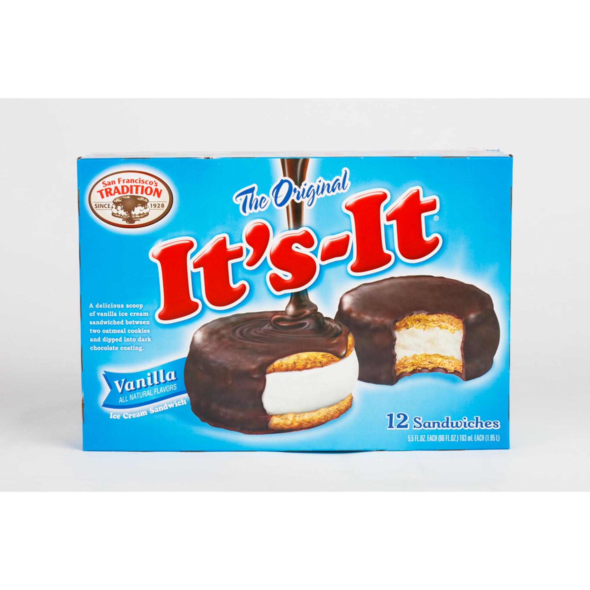 IT'S-IT Ice Cream Vanilla Sandwich 5.5 fl oz, 12-Count