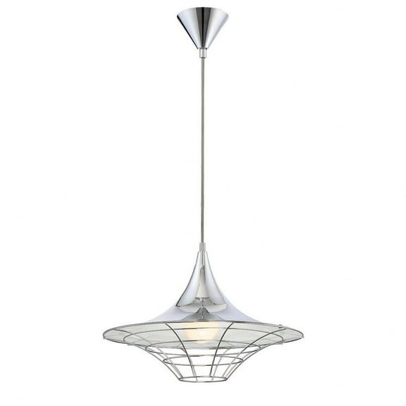 Transitional 1-Light Pendant with Metal Cage 11.25 inches Pendants-Chrome Finish Bailey Street Home 79-Bel-2041418