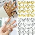 thumbnail image 3 of EOEMY Fashion Gold Plated Bold Initial Letters Alphabet Open Ring Women Adjustable-Silver T, 3 of 9