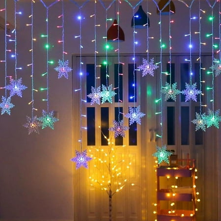 

RTR 96Led Snowflake Fairy Light Warm White Light Light Curtain Light 8 Modes Of Christmas Lighting And Christmas Timer Wedding Garden Birthday Party Diy Warm White