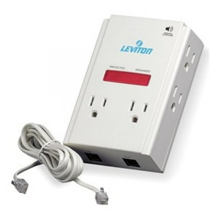 - Leviton Surge Protector 6 Outlet 2 Phone Jacks 4900-PT