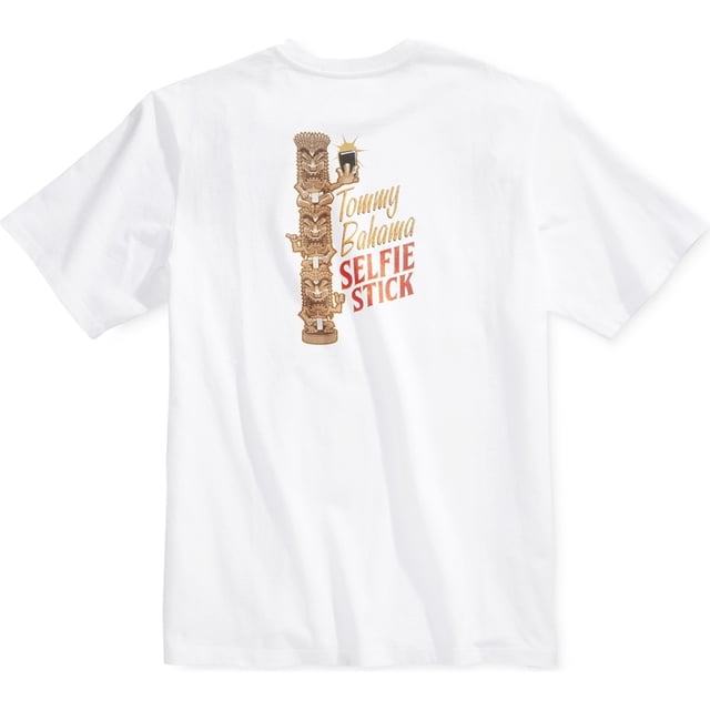 Tommy Bahama - Camiseta gráfica para hombre con palo de selfie, color blanco, grande Tommy Bahama Camiseta gráfica