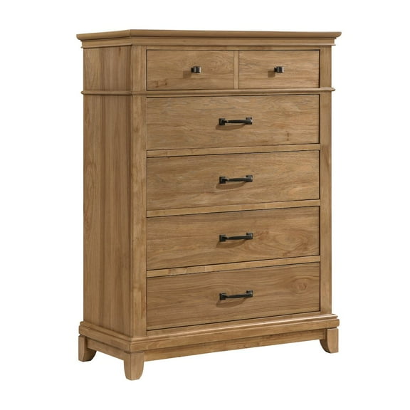 New Classic Furniture Sunstone Wood 5-Drawer Chest in Honey Brown