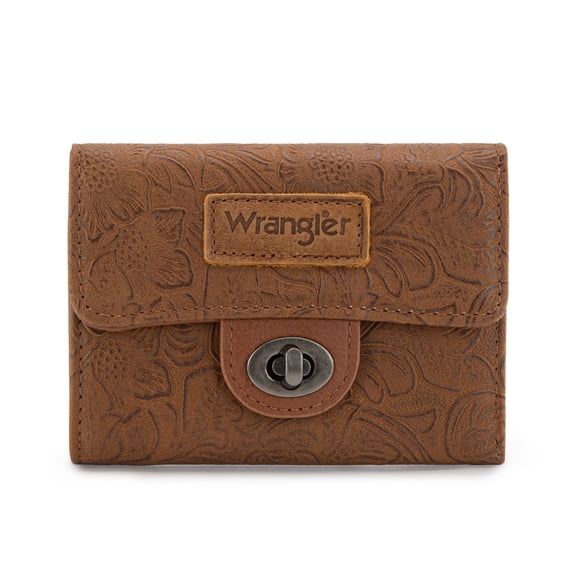 Wrangler Women's Wallet Minimalist Small Pocket Wallet Trifold Money Organizers Cute Ladies Wallet with Zipper Coin Pocket;Zipper, Brown