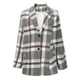 thumbnail image 6 of Maplenight Trench Coats for Women Plaid Notched Collar Single Breasted Pea Coat Fall Winter Outerwear with Pockets, 6 of 8