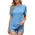 thumbnail image 2 of vigerkar Womens 2025 Summer Tops Workout Shirts Beach Vacation Outfits Business Tshirts Dressy Fashion Spring Clothes Sky Blue, S, 2 of 8