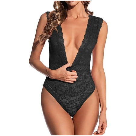 PuPy Sexy Black Lingerie for Women Lingerie Stockings Thigh Highs Red Lace Lingerie Bodysuit Top Plus Size Lingerie Dress for Women Going Out Strappy Lingerie for Women Plus Size Clearance Deals