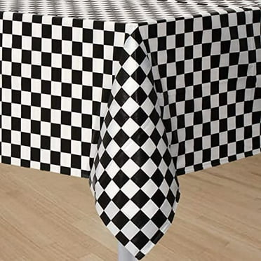 GIFTEXPRESS 4-Pack Black & White Checkered Flag Table Cover Party Favor/Checkered Tablecloth/Disposable Checkered Racing Table Cover/Check Table Cover