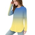 thumbnail image 7 of Hxshgdsn Girls Strip T Shirt Long Sleeve Crew Neck Pullover With Side Slit Hem Trendy Soft Comfy Tops Yellow 11 Years, 7 of 7