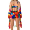 thumbnail image 3 of ITAWES 3 Piece Bikini Set with Long Sleeve Cover Up, High Waisted Colorful Drawstring Swimsuit for Beach Pool Vacation, 3 of 4