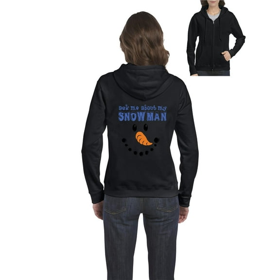 MmF - Women's Sweatshirt Full-Zip Pullover - MY XMAS SNOWMAN FLIP UP