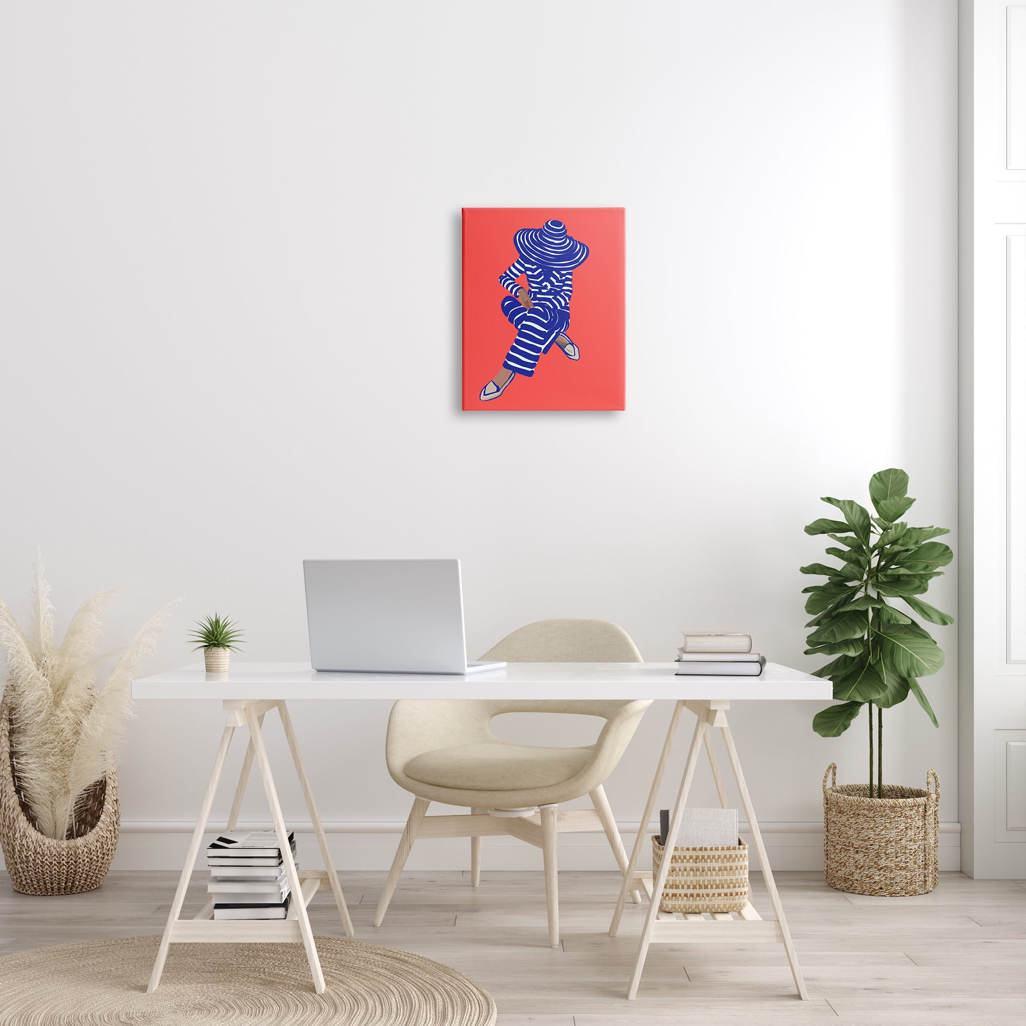 Stupell Industries Pop Style Stripes Pattern Upscale Trendy Fashion Girl Graphic Art Gallery Wrapped Canvas Print Wall Art, Design by Amelia Noyes