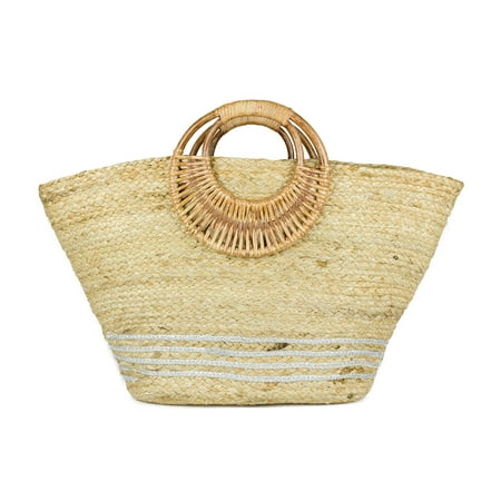 Magid Spring Jute Tote Bag with Wooden Handle