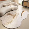 thumbnail image 1 of Area Rug, Irregular Shaped Rug for Living Room, Washable Rug, Non Slip Floor Carpet, Low Pile Soft Rug for Bedroom Dining Room Abstract Minimalist Carpets for Home Decoration, Bedside Rug(White Brown,, 1 of 7