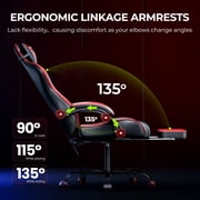Gaming Chair, Seenda Video Game Chair with Footrest and Lumbar Support, Ergonomic Computer Chair Height Adjustable with Swivel Seat and Headrest, Red